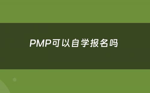 PMP可以自学报名吗 