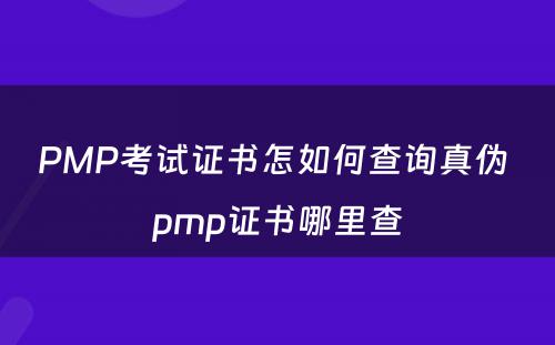 PMP考试证书怎如何查询真伪 pmp证书哪里查