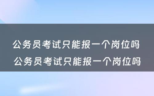 公务员考试只能报一个岗位吗 公务员考试只能报一个岗位吗