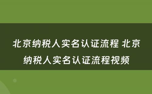北京纳税人实名认证流程 北京纳税人实名认证流程视频