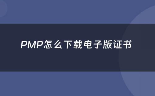 PMP怎么下载电子版证书 