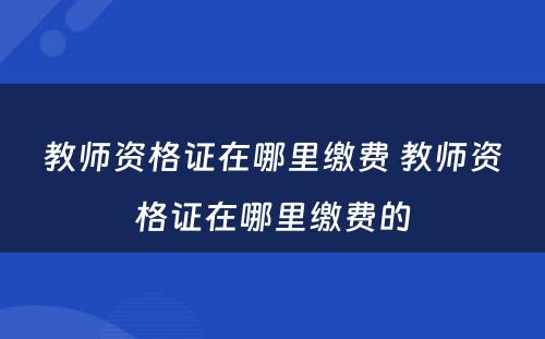 教师资格证在哪里缴费 教师资格证在哪里缴费的