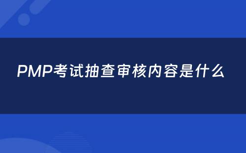 PMP考试抽查审核内容是什么 