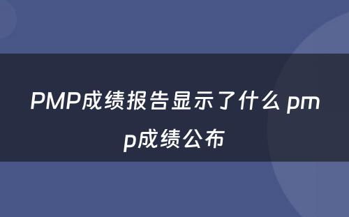 PMP成绩报告显示了什么 pmp成绩公布