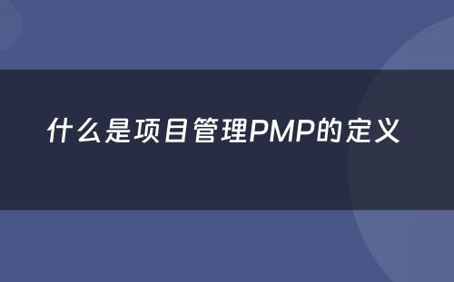 什么是项目管理PMP的定义 