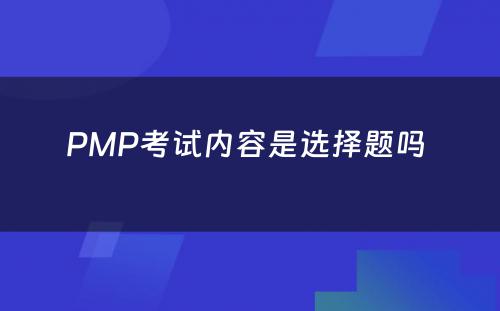 PMP考试内容是选择题吗 