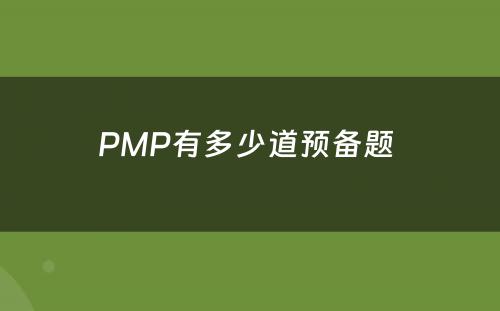 PMP有多少道预备题 