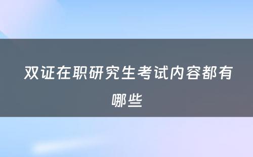  双证在职研究生考试内容都有哪些