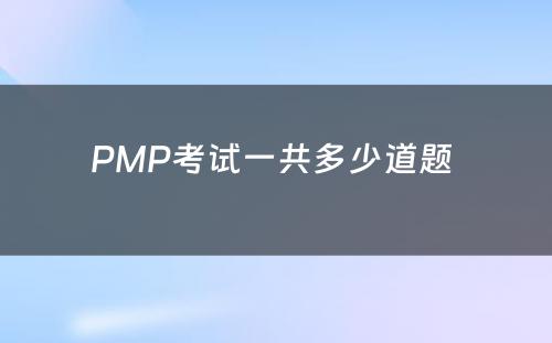 PMP考试一共多少道题 