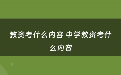 教资考什么内容 中学教资考什么内容