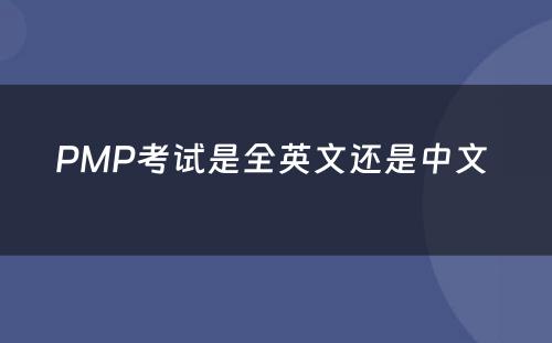PMP考试是全英文还是中文 