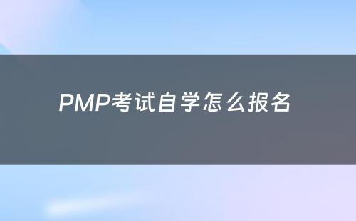 PMP考试自学怎么报名 