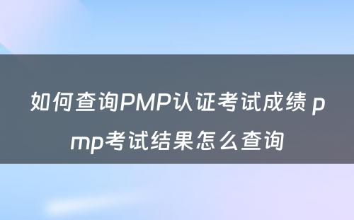 如何查询PMP认证考试成绩 pmp考试结果怎么查询