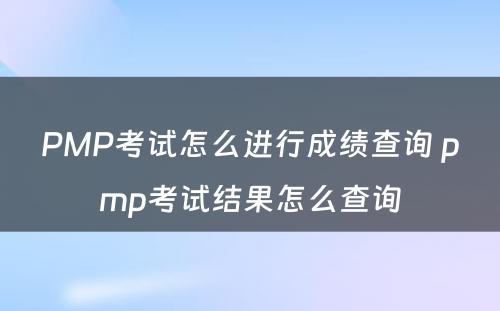 PMP考试怎么进行成绩查询 pmp考试结果怎么查询