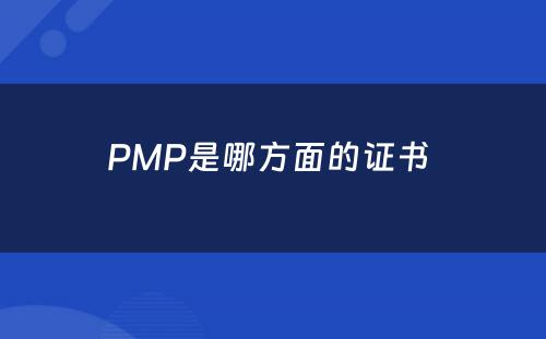 PMP是哪方面的证书 