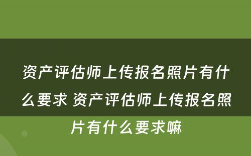 资产评估师上传报名照片有什么要求 资产评估师上传报名照片有什么要求嘛