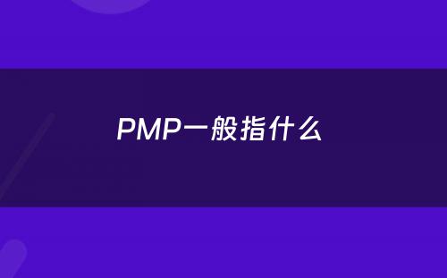 PMP一般指什么 
