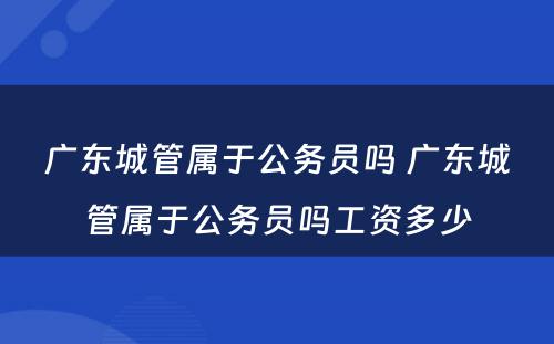 广东城管属于公务员吗 广东城管属于公务员吗工资多少