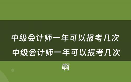 中级会计师一年可以报考几次 中级会计师一年可以报考几次啊