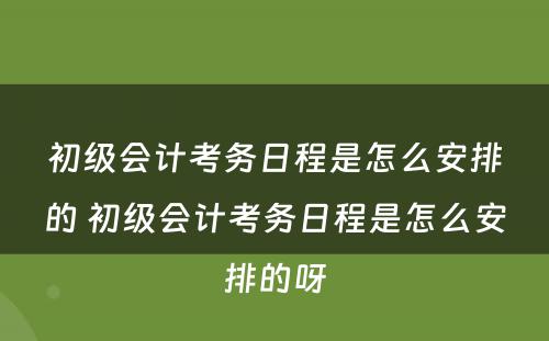 初级会计考务日程是怎么安排的 初级会计考务日程是怎么安排的呀