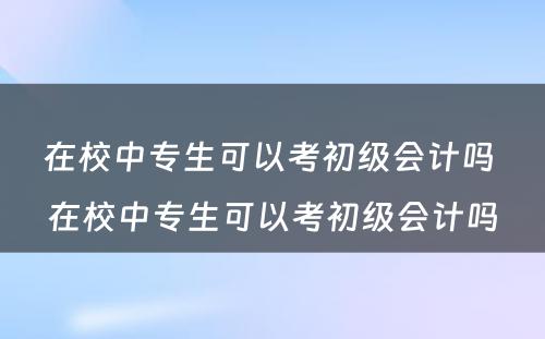 在校中专生可以考初级会计吗 在校中专生可以考初级会计吗