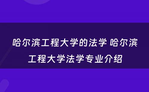 哈尔滨工程大学的法学 哈尔滨工程大学法学专业介绍