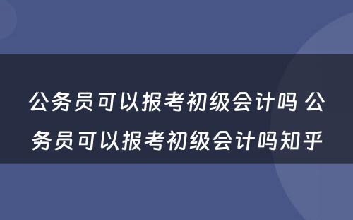 公务员可以报考初级会计吗 公务员可以报考初级会计吗知乎
