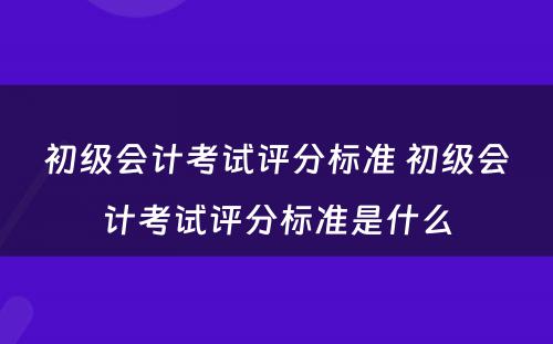 初级会计考试评分标准 初级会计考试评分标准是什么