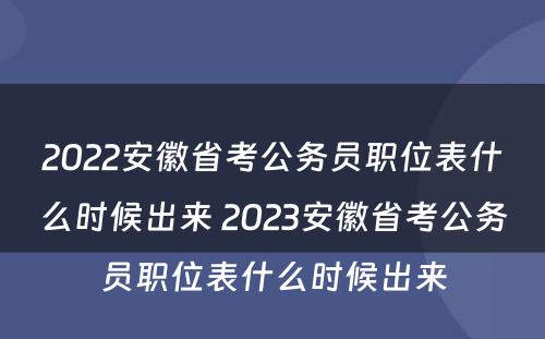 2022安徽省考公务员职位表什么时候出来 2023安徽省考公务员职位表什么时候出来