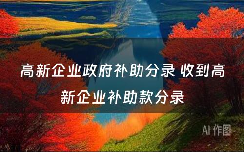 高新企业政府补助分录 收到高新企业补助款分录