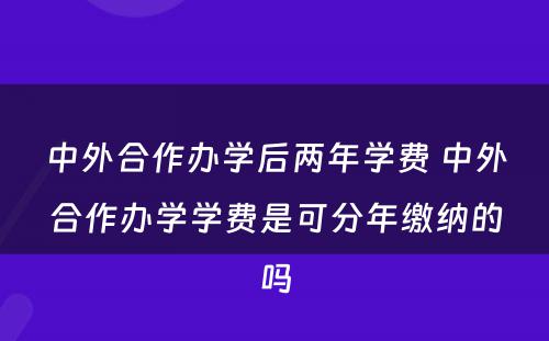 中外合作办学后两年学费 中外合作办学学费是可分年缴纳的吗