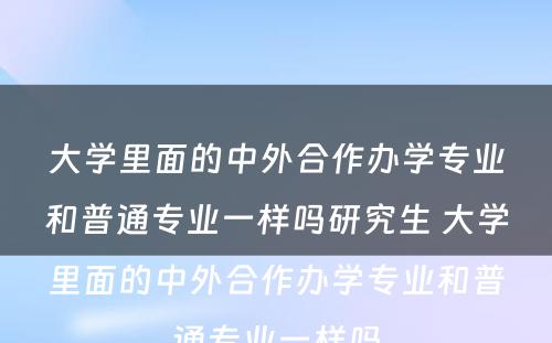 大学里面的中外合作办学专业和普通专业一样吗研究生 大学里面的中外合作办学专业和普通专业一样吗