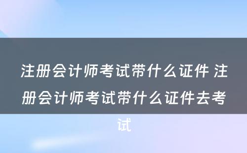 注册会计师考试带什么证件 注册会计师考试带什么证件去考试