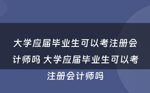 大学应届毕业生可以考注册会计师吗 大学应届毕业生可以考注册会计师吗