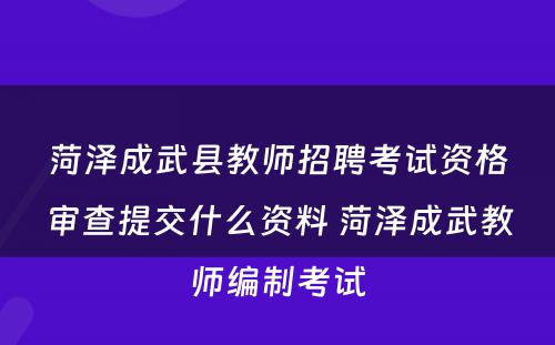 菏泽成武县教师招聘考试资格审查提交什么资料 菏泽成武教师编制考试