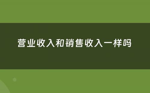 营业收入和销售收入一样吗 