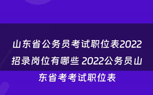 山东省公务员考试职位表2022招录岗位有哪些 2022公务员山东省考考试职位表