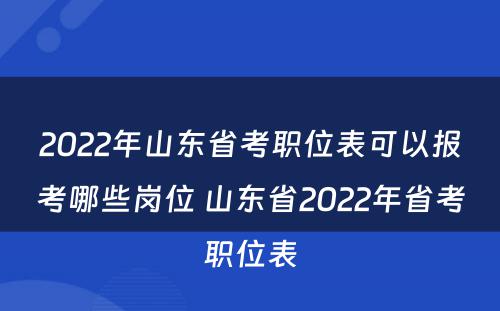 2022年山东省考职位表可以报考哪些岗位 山东省2022年省考职位表