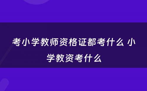 考小学教师资格证都考什么 小学教资考什么