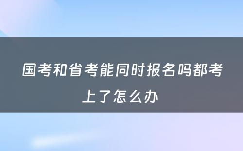 国考和省考能同时报名吗都考上了怎么办 