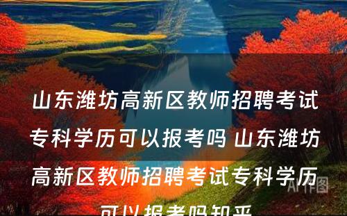 山东潍坊高新区教师招聘考试专科学历可以报考吗 山东潍坊高新区教师招聘考试专科学历可以报考吗知乎