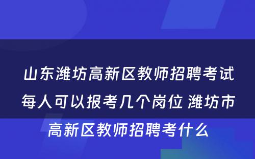 山东潍坊高新区教师招聘考试每人可以报考几个岗位 潍坊市高新区教师招聘考什么