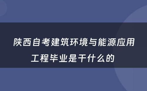 陕西自考建筑环境与能源应用工程毕业是干什么的 