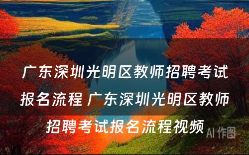 广东深圳光明区教师招聘考试报名流程 广东深圳光明区教师招聘考试报名流程视频