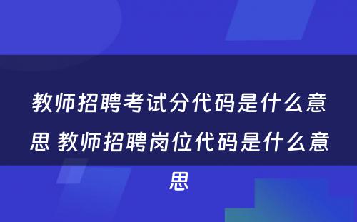 教师招聘考试分代码是什么意思 教师招聘岗位代码是什么意思