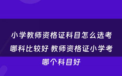 小学教师资格证科目怎么选考哪科比较好 教师资格证小学考哪个科目好