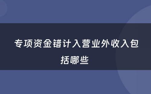 专项资金错计入营业外收入包括哪些 