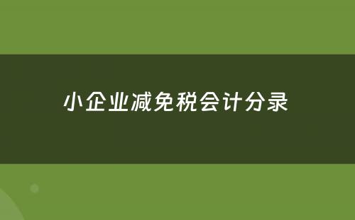 小企业减免税会计分录 