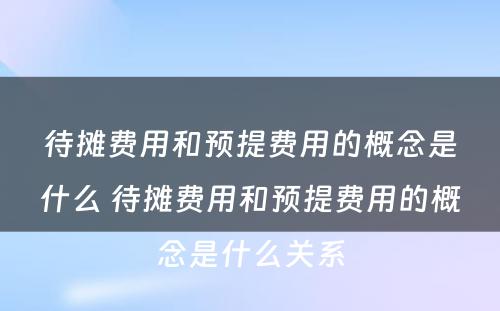 待摊费用和预提费用的概念是什么 待摊费用和预提费用的概念是什么关系