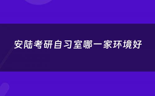 安陆考研自习室哪一家环境好